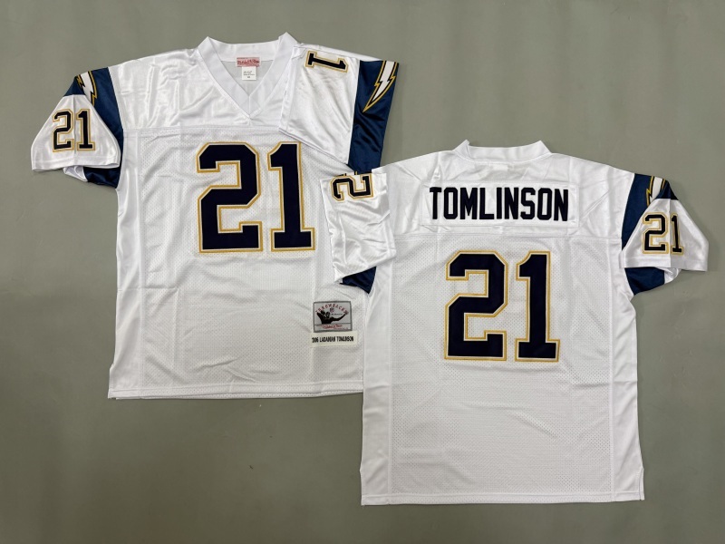 Men 2025 Los Angeles Chargers #21 Tomlinson white Throwback Limited NFL Jersey style 001->los angeles chargers->NFL Jersey